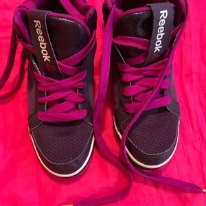 Purple Reebok athletic shoes